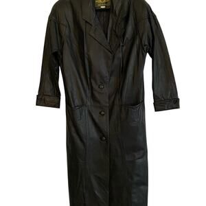 Elegant Black Women's XS Leather Coat